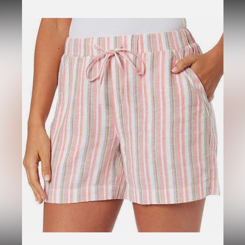 Briggs Striped Women's Linen Blend Shorts sz Large